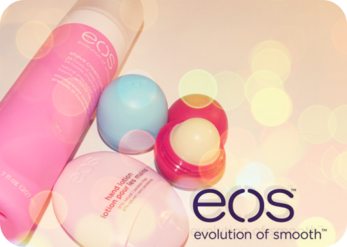 eos lip balm, shower cream and hand lotion